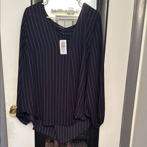 Black and Blue Striped Women's Top